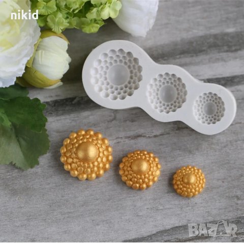 3 размера капси цвете диаманти тичинкисиликонов молд форма за декор украса торта фондан шоколад 