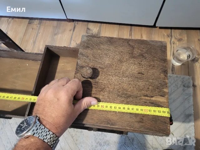 Антикварна голяма дървена разгъваема кутия, снимка 6 - Колекции - 47490990