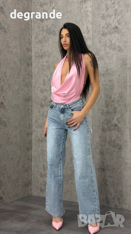 🎀 Дънки с блестящи Розови Камъчета  ХС С М Л ХЛ , снимка 2 - Дънки - 53850986