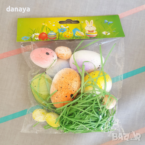 2839 Великденска украса Шарени яйца с тревичка, снимка 2 - Декорация за дома - 36467893