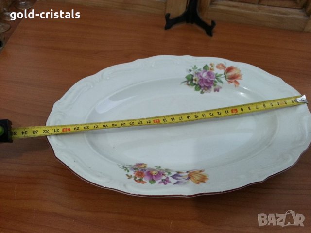 Стар български порцелан плато елипса, снимка 3 - Антикварни и старинни предмети - 34796582