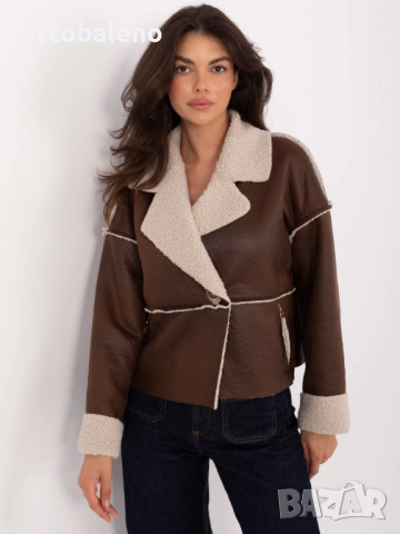 Дамско късо яке от еко кожа с подплата и имитация на джобове, 5цвята , снимка 16 - Якета - 51696789