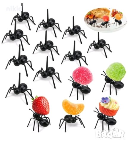 12 бр забавни мравки пластмасови топери за хапки украса, снимка 4 - Други - 22691865