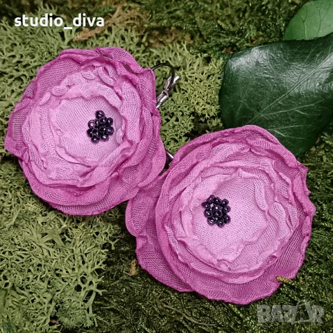 Обеци цветя, снимка 2 - Обеци - 52284292