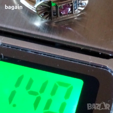 Рубинен пръстен. Сребро с позлата., снимка 4 - Пръстени - 53113116