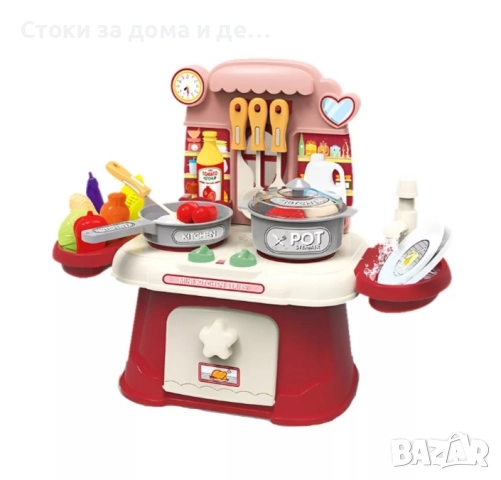 ✨Кухня със светещи котлони и мивка с течаща вода - 2 цвята (Червен/ Синьо - зелен))