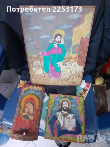 Божествени картини на талашит с пирограф, снимка 1 - Декорация за дома - 36058696