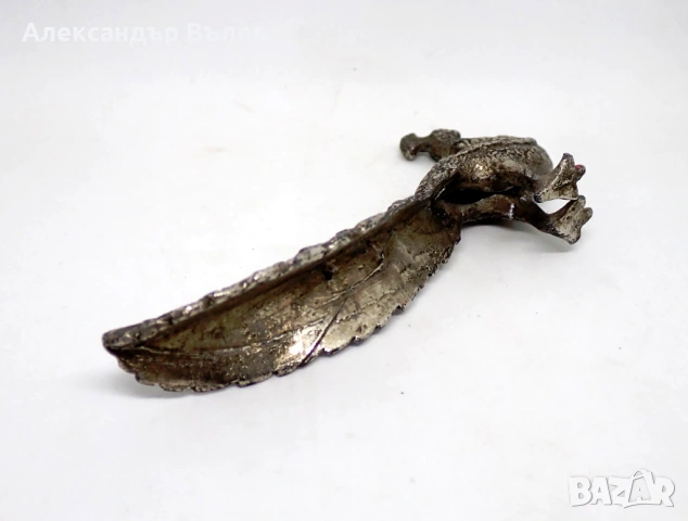 Стара Фигурка Паун Метална Декорация, снимка 11 - Декорация за дома - 53200855