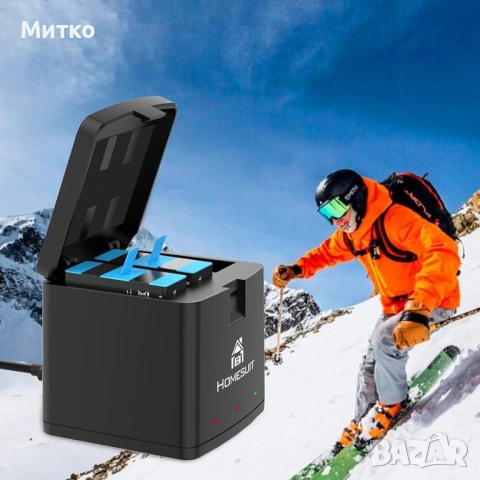 Homesuit Hero 12 11 10 9 Батерия 1800mAh и LED 3-канално USB зарядно за Gopro12Black Gopro11Black Go, снимка 6 - Камери - 52812373