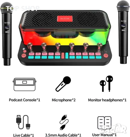 Комплект безжични микрофони с двуканална система за управление BeTIM c18 Bluetooth, снимка 3 - Микрофони - 48636582