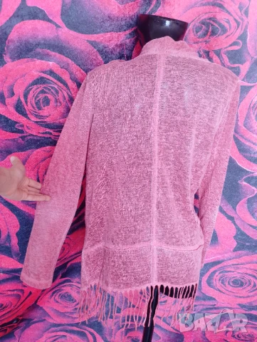 Прасковено розова жилетка с ресни Л, снимка 2 - Жилетки - 51342650