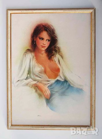 Портрет на млада жена, картина, импресионизъм, снимка 1 - Картини - 44119556