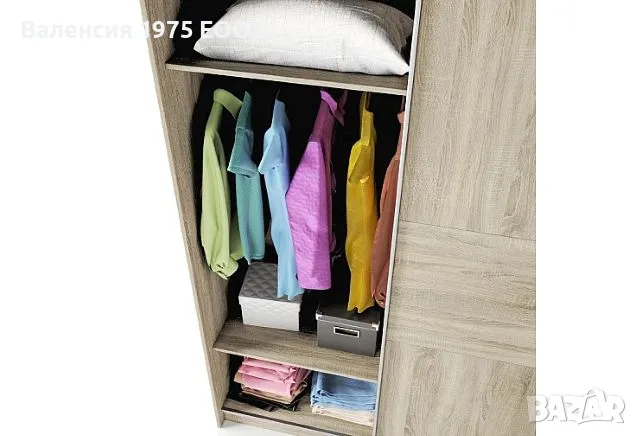 Гардероб с плъзгащи врати Сити 1034 сонома, орех или комбинация бяло/ арвен, снимка 4 - Гардероби - 46495474