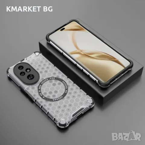 Honor 200 Pro 5G Силиконов Калъф Honeycomb TPU и Протектор, снимка 1