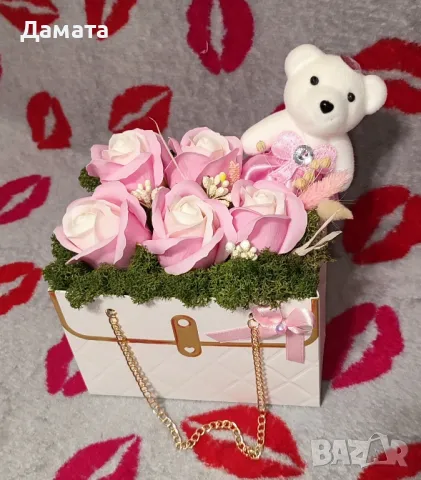 Чантички с рози от пластичен сапун, снимка 4 - Декорация за дома - 48848502