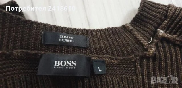 Hugo Boss Eaton Merino Slim Fit Mens Size L ОРИГИНАЛ! Мъжки Вълнен Пуловер!, снимка 12 - Пуловери - 48044129