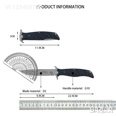 Руски сгъваем нож НОКС Финка-С, дизайн А.Бирюков - ЧЕРЕН, снимка 9 - Ножове - 53808610