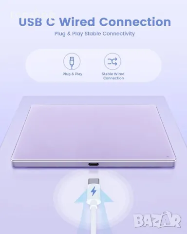 Тъчпад Seenda за Windows 10/11, външен кабелен тънък алуминиев USB тракпад 6,3 инча, стъкло Н7,лилав, снимка 5 - Друга електроника - 50302958