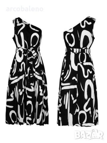 Нова дамска рокля с отворени рамене с щампа на букви, снимка 5 - Рокли - 44827837