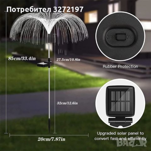 Соларна лампа медуза,7 цвята, снимка 3 - Соларни лампи - 41855750