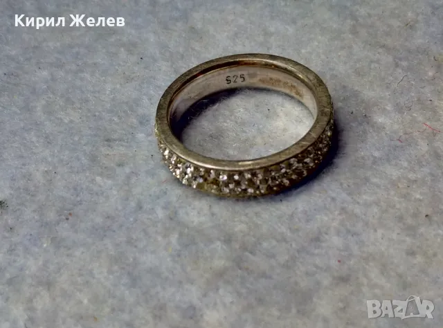 ЕЛЕГАНТЕН СКЪПОЦЕНЕН СРЕБЪРЕН ПРЪСТЕН Тип ХАЛКА СРЕБРО 925 с ИСКРЯЩИ ФАСЕТИРАНИ ЦИРКОНИ 39293, снимка 5 - Пръстени - 50023657