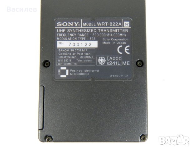Трансмитер Sony WRT-822A + Микрофон Sony ECM-310BC , снимка 5 - Микрофони - 41309718