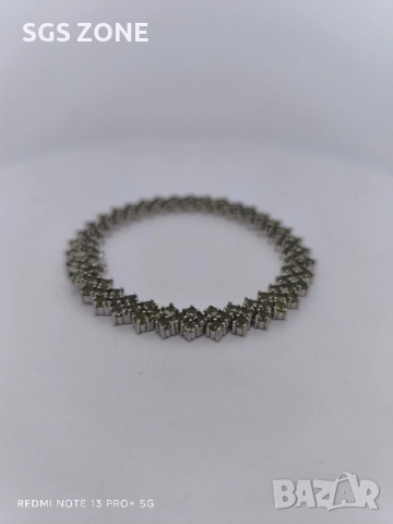 СРЕБЪРНА ГРИВНА С РЯДЪК КАМЪК АПАТИТ, снимка 2 - Гривни - 52392957