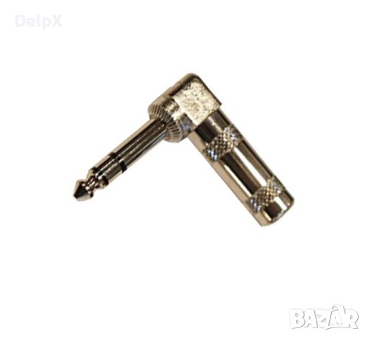 Букса ъглова за кабел метална STEREO 6,3mm JACK(м), снимка 1