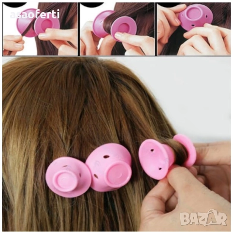 🌀 Комплект от 10 бр. Силиконови Ролки за Коса (Без Топлина) – За Обем и Къдрици, снимка 5 - Други - 52556764