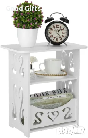Компактна бяла етажерка, Нощно шкафче Фламинго, снимка 3 - Шкафове - 49049800