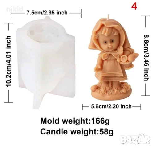 3D Червената шапчица момиче момиченце силиконов молд форма смола свещ гипс шоколад, снимка 2 - Форми - 49070943