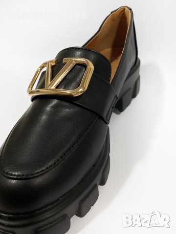 Дамски черни кожени обувки на платформа -034, снимка 3 - Дамски ежедневни обувки - 33933072