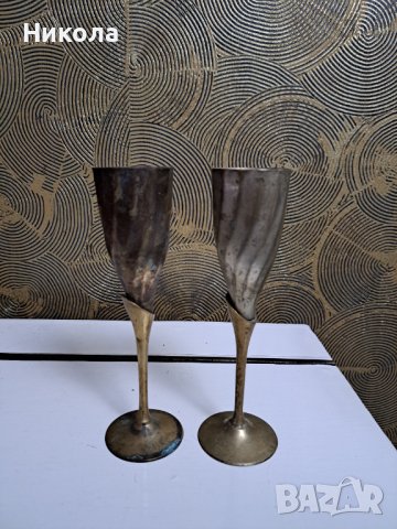 2 броя метални чаши  за вино-височина 20см, снимка 1
