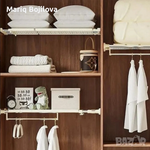 Разтегателен телескопичен рафт без пробиване 50–80 см , снимка 4 - Други стоки за дома - 52953095