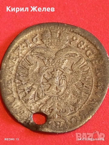 Сребърна монета 3 кройцера 1698г. Леополд първи Австрия Прага за КОЛЕКЦИЯ 52559, снимка 9 - Нумизматика и бонистика - 53096157