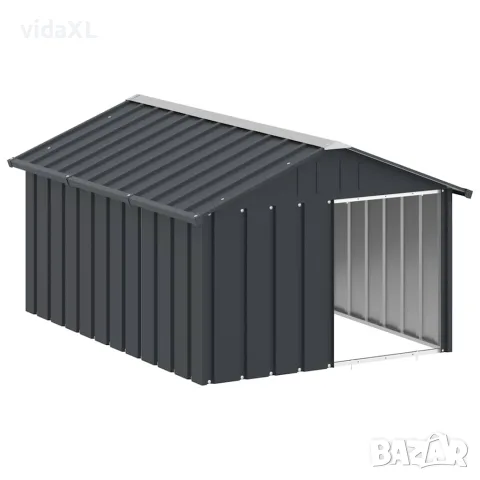 vidaXL Кучешка къща антрацит 116,5x153x81,5 см поцинкована стомана