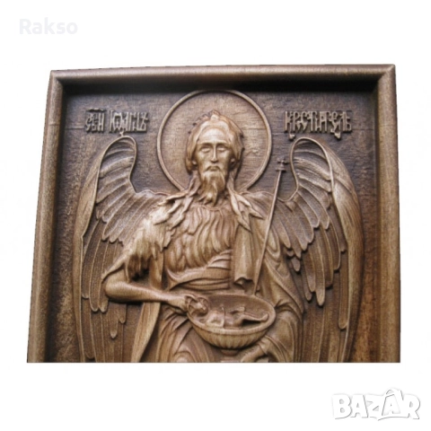 Дърворезба Икона Иоан Кръстител, снимка 6 - Икони - 52534065