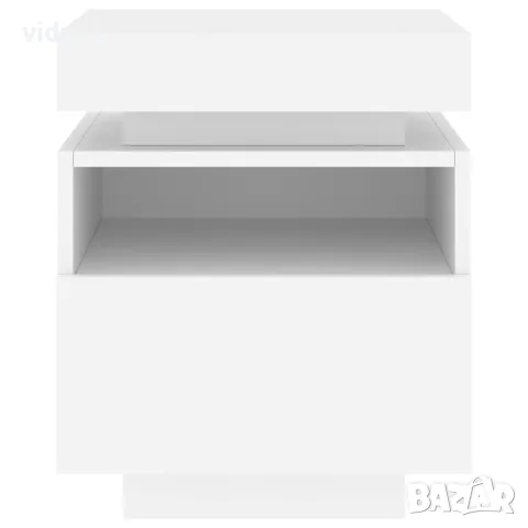 vidaXL Нощни шкафчета с LED осветление, 2 бр, бели, 40x39x48,5 см, снимка 7 - Шкафове - 56148115