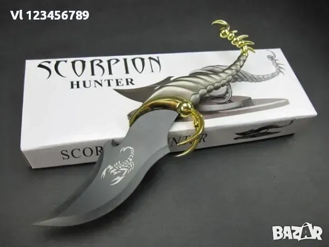 Декоративен нож - Scorpion Hunter Knife на декоративна стойка, снимка 3 - Ножове - 53841104