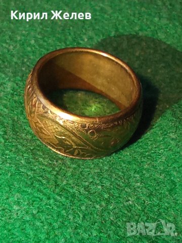 СТАРИНЕН БРОНЗОВ ПОЗЛАТЕН ФЛОРАЛНО МАЙСТОРСКИ ОРНАМЕНТИРАН БЕЛ ЕПОК Стил РЕТРО ПРЪСТЕН - ХАЛКА 12690, снимка 11 - Антикварни и старинни предмети - 37411431
