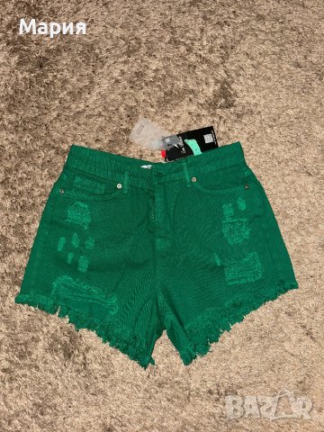 Дънкови къси зелени панталонки, снимка 2 - Къси панталони и бермуди - 42722813