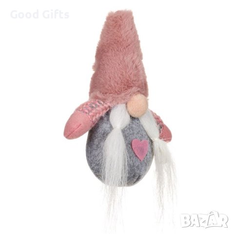 3 Броя Коледна украса за елха, Коледен гном с розова пухкава шапка, 15см, снимка 2 - Декорация за дома - 42698788
