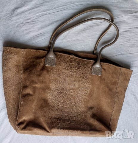 Луксозна кожена чанта тип Биркин от истинска кожа, Италия, снимка 2 - Чанти - 42378492
