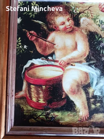 Масло варху Платно каширано върху Картон 50/40 см уникална рамка, снимка 3 - Антикварни и старинни предмети - 50217107