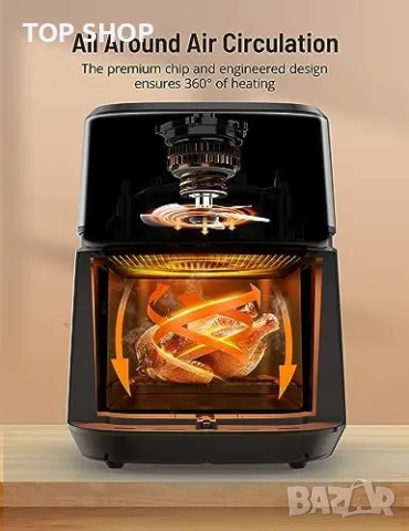 Нов Въздушен фритюрник Symdral 5L здравословно готвене Air Fryer кухня дом, снимка 4 - Фритюрници - 49238493