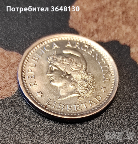 Монета Аржентина 1 песо, 1960, снимка 2 - Нумизматика и бонистика - 44612738