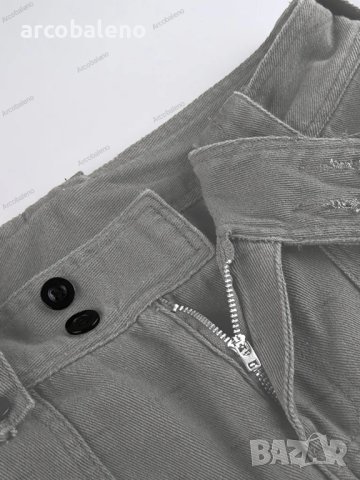 Дамски карго панталони с нестандартен дизайн в ретро стил с голям джоб и широк колан, 2цвята, снимка 4 - Панталони - 41776500