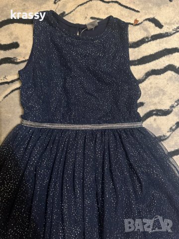 НОВА красива детска лятна кукленска рокля с тюл на сребристи точки (размер 3-4 год.), снимка 2 - Детски рокли и поли - 41898884