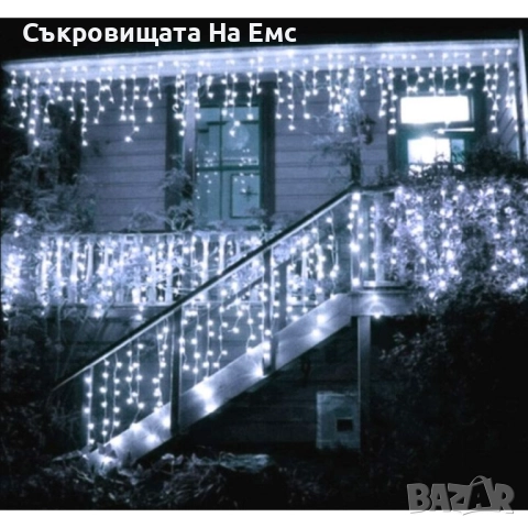 1️⃣2️⃣метра ➖️2️⃣5️⃣ Метра Висящи Коледни Лампи ТИП Завеса Екстериор/ Интериор 8 Режима на Светене В, снимка 2 - Лампи за стена - 52259600