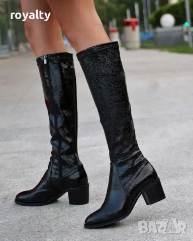 Ботуши на ток - черен лак